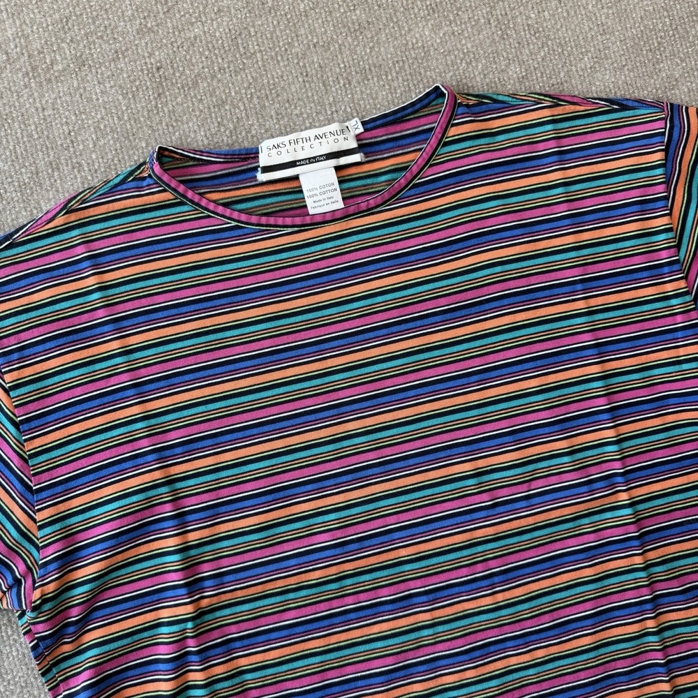 Vintage Saks Fifth Avenue Collection Multicolor Stripes Woman's Size XL Cotton